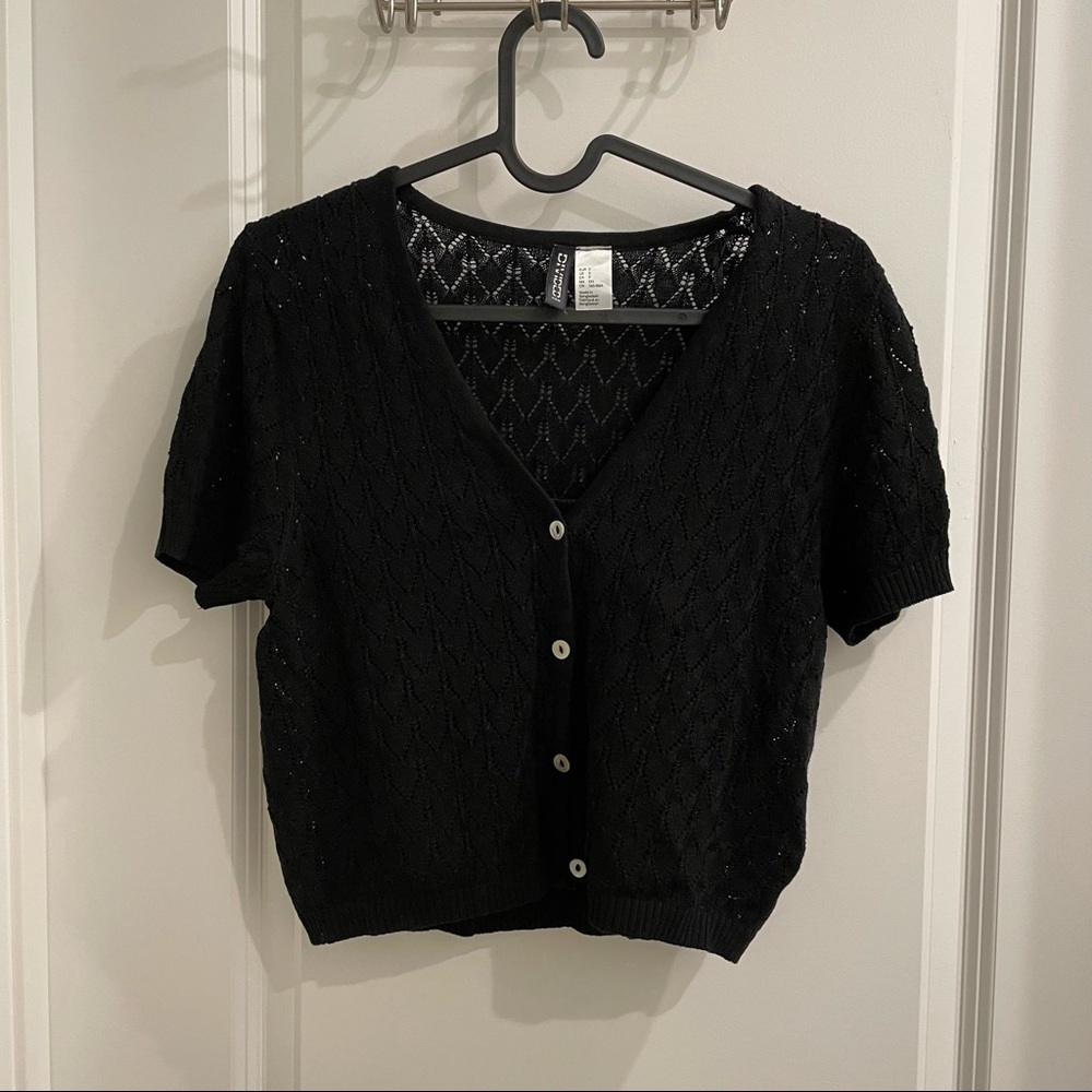 Pointelle cardigan + crop top S